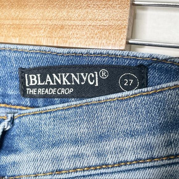 Blank NYC The Reade Crop Distressed Frayed Skinny Jeans Medium Wash Size 27 - Picture 4 of 10